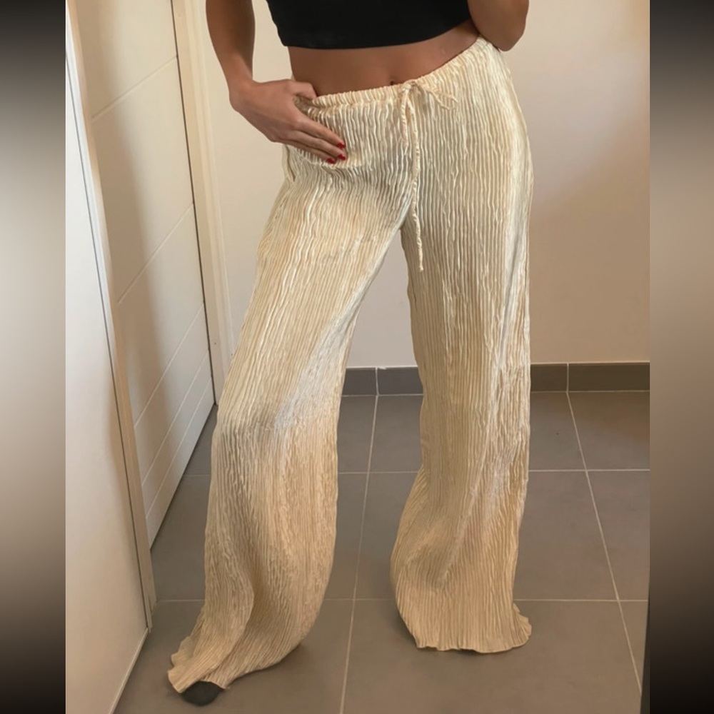 NWT BLOG FAVE ZARA Silk-satin Pleated Pants + top set in Gold/light yellow sizes - Picture 12 of 16